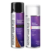 Kit Instant Hair Plus Castanho Médio + Fixador Capilar