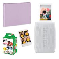 Kit Instax Mini Link 3 branca + Álbum Autoadesivo Lilás e 20 fotos