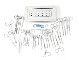 Kit Instrumental Cirúrgico Veterinário Clinica 32 Peças com Gravação do seu nome a Laser Com Gancho Social Instrumentos