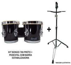 Kit Instrumento de Percussão Torelli Bongô com Pedestal Torelli 7x8