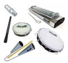 Kit instrumentos de percussão pandeiro tamborim reco agogô
