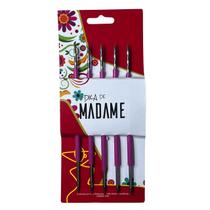 Kit Instrumentos Manicure com 5 Palitos Duplos em Aço Inox e Silicone Alta Temperatura
