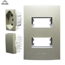 Kit Int Simples Tomada 10A Champanhe Inova Pro Class Alumbra