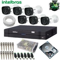 Kit intelbras 06 câmeras de segurança infra multi hd 720p dvr multi hd + hd 500gb