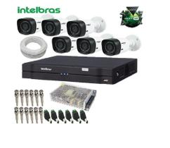 Kit intelbras 06 câmeras de segurança infra multi hd 720p dvr multi hd s/hd