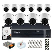 Kit intelbras 10 câmeras dome vhc 1120d 720p + dvr 1216 + acessórios c/ 500gb