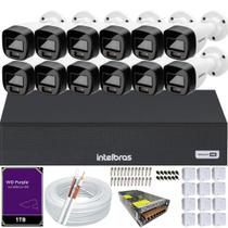 Kit Intelbras 12 Câmeras 1120b Full Color Vhd Dvr Mhdx 1116c HD 1Tb Colorido
