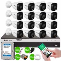 Kit Intelbras 16 Cam Vhd 1220b Full Color 1080p Dvr 3016 C/Hd 2 Tb
