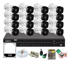 Kit Intelbras 16 Cameras Segurança 1120b Dvr 32 Canais Mhdx 1232 + hd 3tb