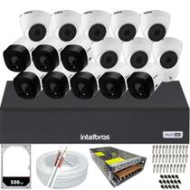 Kit Intelbras 16 Câmeras Segurança Vhl 1120 Dvr Mhdx 1116c HD 500GB