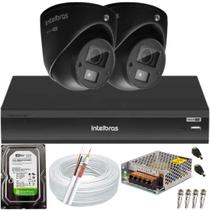 Kit Intelbras 2 câmeras 3220D mini black áudio Full Hd Dvr Imhdx 3108
