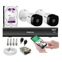Kit Intelbras 2 Cameras hdcvi vhl 1220B e dvr imhdx 3004 c/hd wd Purple 1TB