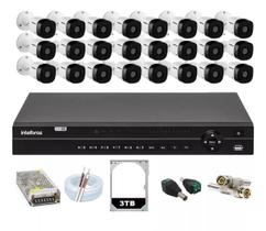 Kit Intelbras 24 Cameras Segurança 1120b Dvr 32 Canais Mhdx 1232 3tb