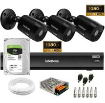 Kit Intelbras 3 Cam 1220b Black Full Hd Dvr Mhdx 3104 C/ 1tb