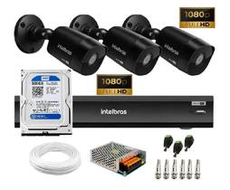 Kit Intelbras 3 Cam 1220b Black Full Hd Dvr Mhdx 3104 C/ 500Gb