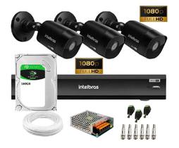 Kit Intelbras 3 Cam 1220b Black Full Hd Dvr Mhdx 3104 C/ Hd
