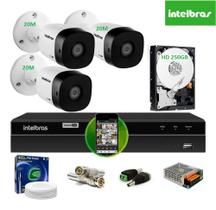 Kit Intelbras 3 Cam G4 Dvr 4ch Mhdx H.265 Com Hd 250giga Kit Intelbras 3 Cam G4 Dvr 4ch Mhdx H.265 Com Hd 250giga