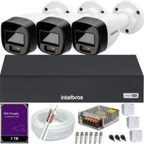 Kit Intelbras 3 Câmeras 3220b Full Color áudio Dvr 4ch 1104c Hd 1Tb Purple