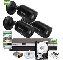 Kit Intelbras 3 Cameras de Segurança 1220b Black Full Hd Dvr Mhdx 3004 C/ Hd 500gb