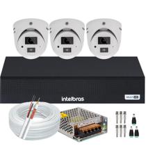 Kit Intelbras 3 Cameras de Segurança Vhd 3220d Mini Com áudio e microfone dvr 3004c Full Hd