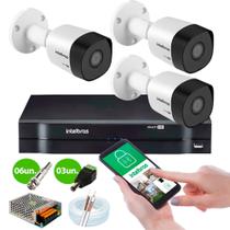 KIT Intelbras 3 Câmeras HD + DVR Intelbras 1104 + Acessórios + App Monitoramento + HD 1 Tera