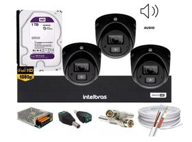 Kit Intelbras 3 Mini 3220d C/áudio Dvr 4ch 3004c Fullhd 1tb