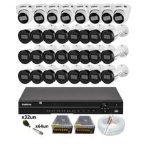 Kit Intelbras 32 câmeras de Segurança Vhd 1130 30m Dvr de 32 canais MHDX 1232 Alta Resolução