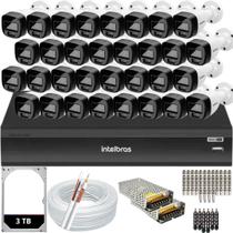 Kit Intelbras 32 Câmeras Full Color VHD 1220B DVR Inteligente iMHDX 3132 HD 3TB Colorido 24hrs