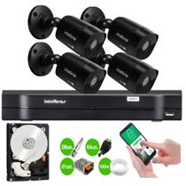 Kit Intelbras 4 Cam 1220b Black Full Hd Dvr Mhdx 1104 Multi Hd 4 Ch C/Hd