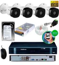 Kit Intelbras 4 Camera 1220b G5 Full Hd 1080p 2mp Dvr 4 Canais Mhdx H.265 Intelbras c/HD