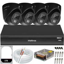 Kit Intelbras 4 câmeras 3220D mini black áudio Full Hd Dvr 08 Canais HD 1Tb