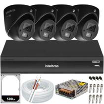 Kit Intelbras 4 câmeras 3220D mini black áudio Full Hd Dvr 08 canais Hd 500GB