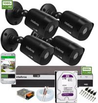 Kit Intelbras 4 Cameras de Segurança 1220b Black Dvr 4 Full Hd C / 1tb