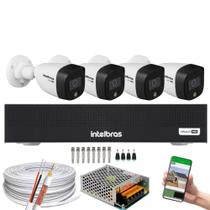 Kit Intelbras 4 Câmeras de Segurança VHD 1120b Full Color hd Dvr Mhdx 1004-C Full Hd s/hd