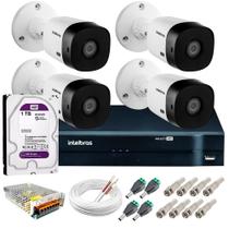 Kit Intelbras 4 Câmeras HD 720p VHL 1120 B + DVR 1104 Intelbras com HD 1TB + Acessórios