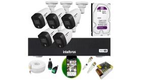 Kit Intelbras 5 Cam Full Color 1220b Dvr Mhdx 3008-C C/ Purple