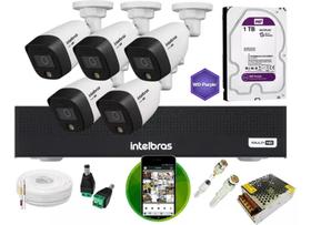 Kit Intelbras 5 Cam Full Color 1220b Dvr Mhdx 3008-C C/ Purple