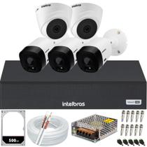 Kit Intelbras 5 Câmeras 1120 Dvr Mhdx 8 canais Completo Hd 500gb