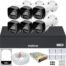 Kit Intelbras 6 Câmeras 1120b Full Color Vhd Dvr 8 Mhdx 1108c HD 500gb Colorido 24hrs