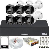 Kit Intelbras 6 Câmeras 1220b Full Color Dvr 8ch Mhdx 1108c Hd 2Tb colorido 24hrs