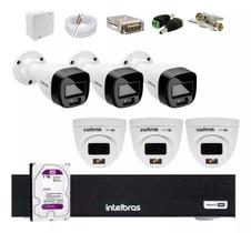 Kit Intelbras 6 Cameras de Segurança Full Color 3220 Fc+ Audio, Dvr 1108c C/1tb