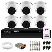 Kit Intelbras 6 Câmeras HD 720p VHD 1120 D G6 + DVR 1108 Intelbras + Acessórios + HD 1TB Purple