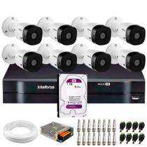 Kit Intelbras 8 Câmeras HD 720p 1120 B + DVR Multi Hd Intelbras com HD 1TB + Acessórios