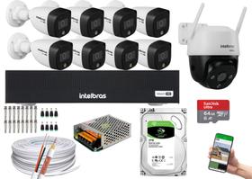 Kit Intelbras 9 Camera Full Color Dvr Mhdx 3008-C c/hd 3tb e Im7 360 Speed Dome