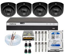 Kit Intelbras Full Hd Dvr 04ch + 04 Cameras C/ Áudio + HD + Acessórios