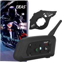 Kit Intercomunicador Ejeas V6 Pro+ Fone Bluetooth Moto Capacete + Controle Remoto Guidão EUC IP67