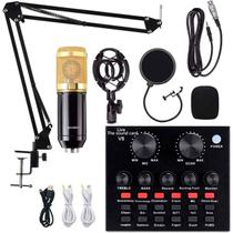 Kit Interface Mesa V8 + Microfone Bm800 C/Braço Articulado Podcast Streamer
