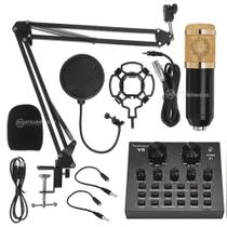 Kit Interface Mesa V8 + Microfone Profissional Com Braço Articulado Suporte MT3502 - Tomate