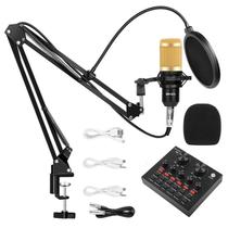 Kit Interface Microfone Condensador Bm800 Com Braço Articulado + Mesa V8 Braço Articulado Podcast - MX