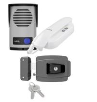 Kit Interfone Porteiro Eletrônico Agl P10 Fechadura Elétrica Cinza